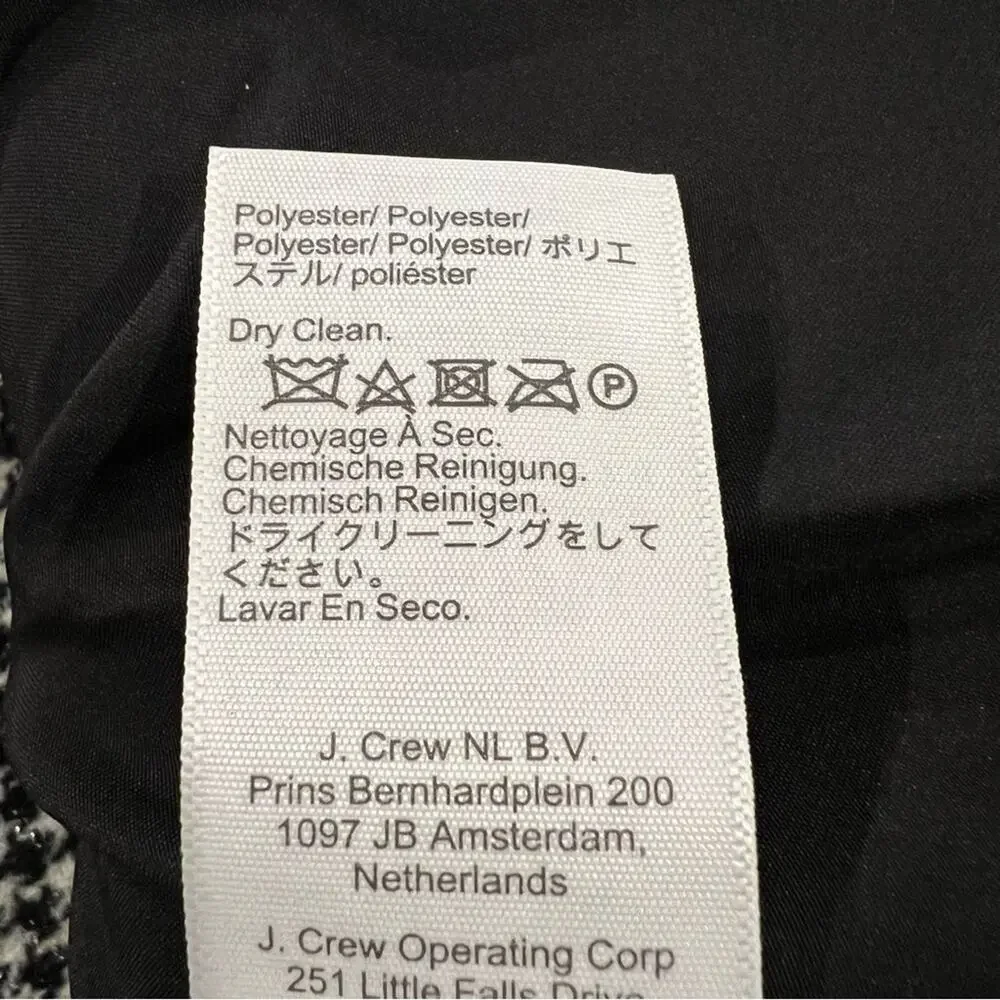 J.CREW Sparkle Houndstooth One Button Blazer Black White Chic Fancy Size 0 NEW